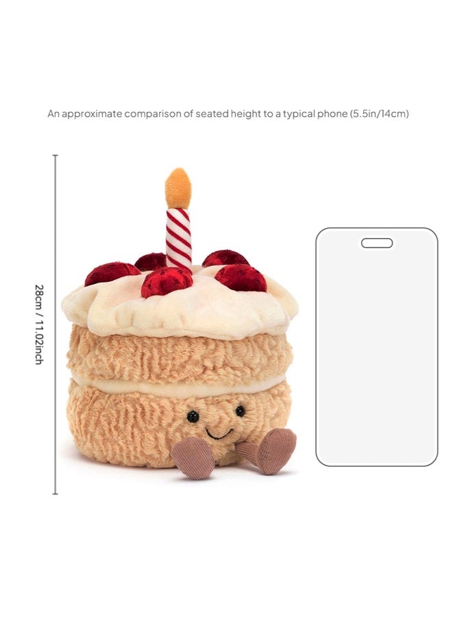 SHABILI Birthday Cake Plush Pillow 28cm Stuffed Animal, Plush Fabric With PP Cotton Filling For Soft Cuddles And Kawaii Smile Strawberry Design, Cute Gift For Kids Ages 3+ Toddlers And Home Party Decor (Bedroom Living Room) - Image 4